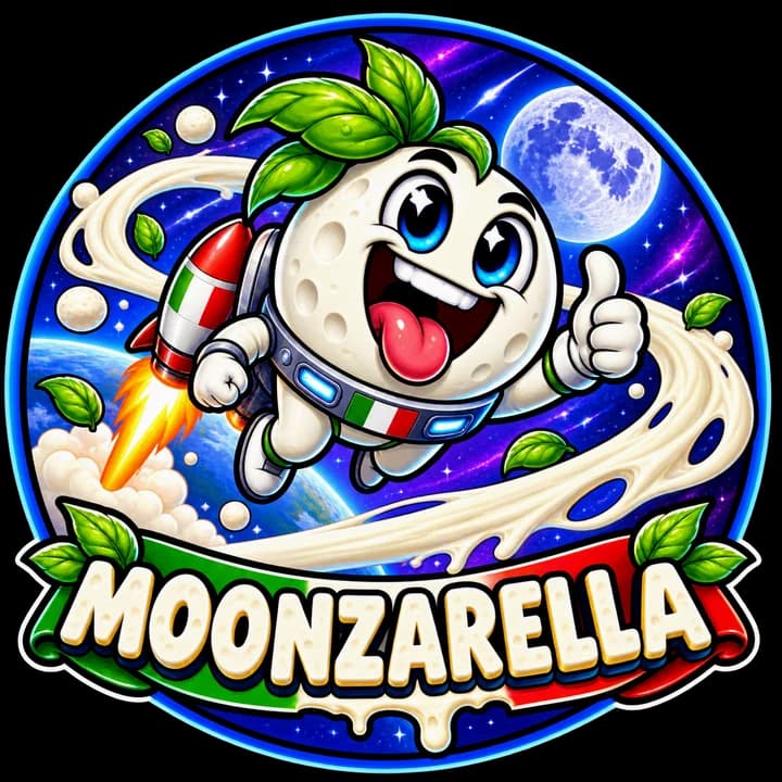 MoonZarella $MOONZARELLA original Italian brainrot logo